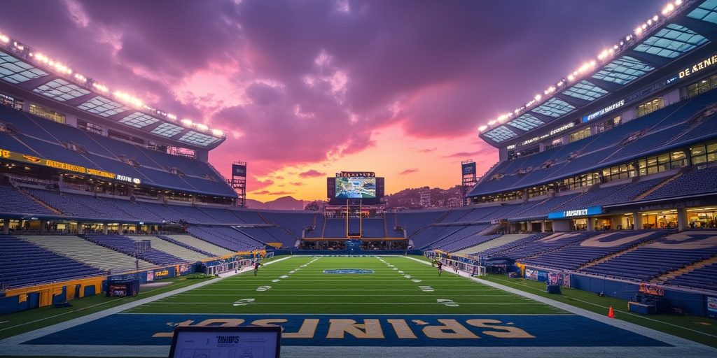 Los Angeles Chargers offseason strategy, Jim Harbaugh Chargers coaching, SoFi Stadium Inglewood economic impact, Chargers free agency concerns, Justin Herbert quarterback weapons, Inglewood NFL team performance, Los Angeles Chargers 2025 season preview, Hollywood Park SoFi Stadium business