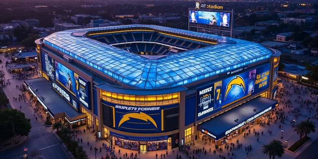 Jalen Ramsey Chargers trade rumors, Los Angeles Chargers SoFi Stadium, Inglewood NFL news, Jim Harbaugh Chargers coach, NFL trade impact on Inglewood businesses, Chargers Miami Dolphins potential trade, SoFi Stadium Inglewood economic impact