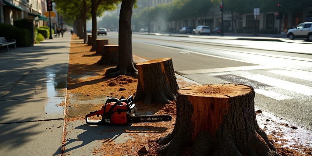 Downtown Los Angeles trees vandalized, Inglewood tree protection, Urban forest protection Los Angeles County, Chainsaw vandalism South Grand Avenue, Inglewood Urban Forestry Master Plan, Los Angeles street tree destruction, Inglewood community tree initiatives, Protecting shade trees Southern California