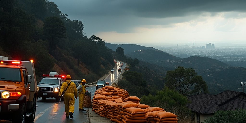 Los Angeles storm evacuation warnings, Hollywood Hills mudslide risk, Inglewood storm preparation, Los Angeles burn area evacuations, sandbags available Inglewood Compton, South LA storm flooding concerns, LA County emergency storm alerts, LAFD evacuation warnings